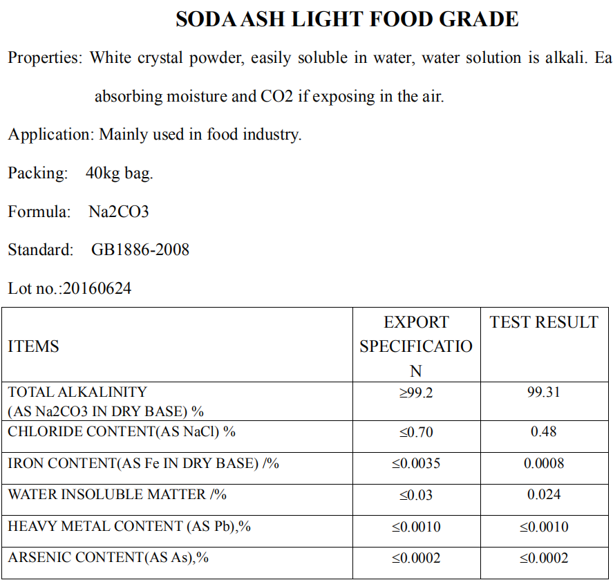 SODA ASH LIGHT